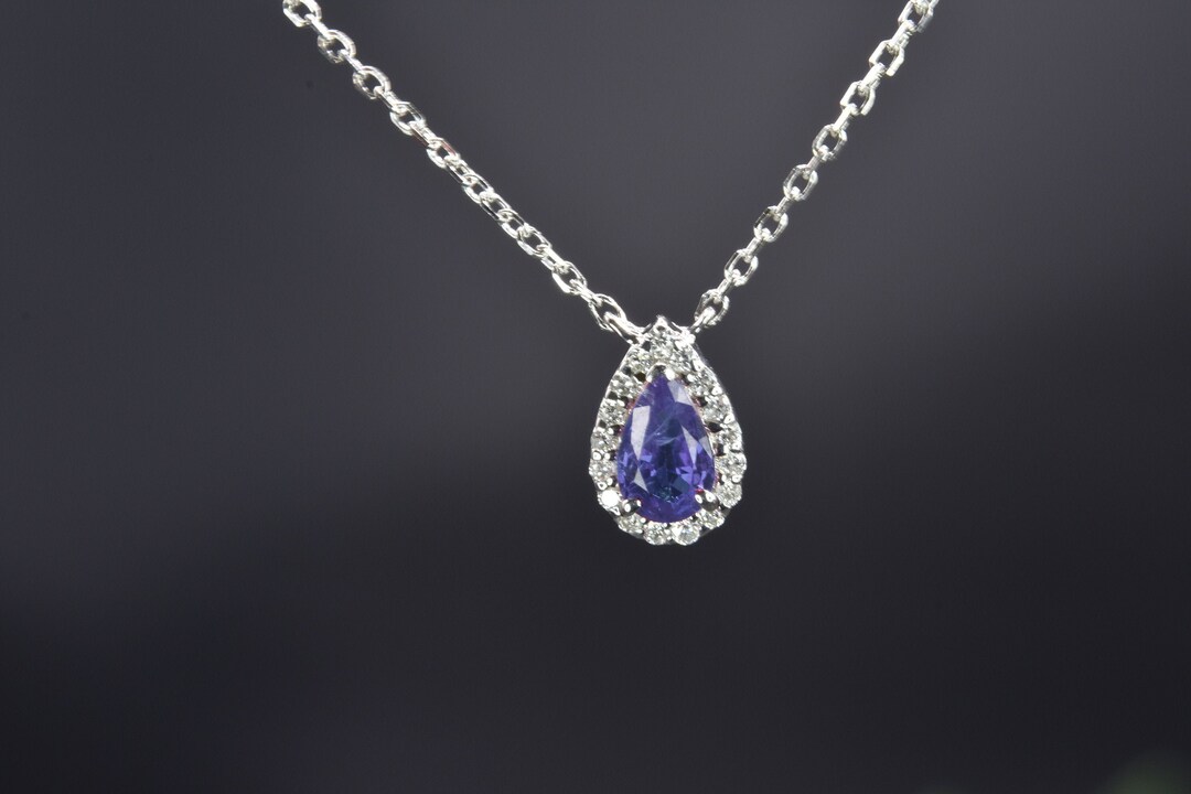 Natural Tanzanite Diamond Necklace in Solid 14k Gold Fine - Etsy