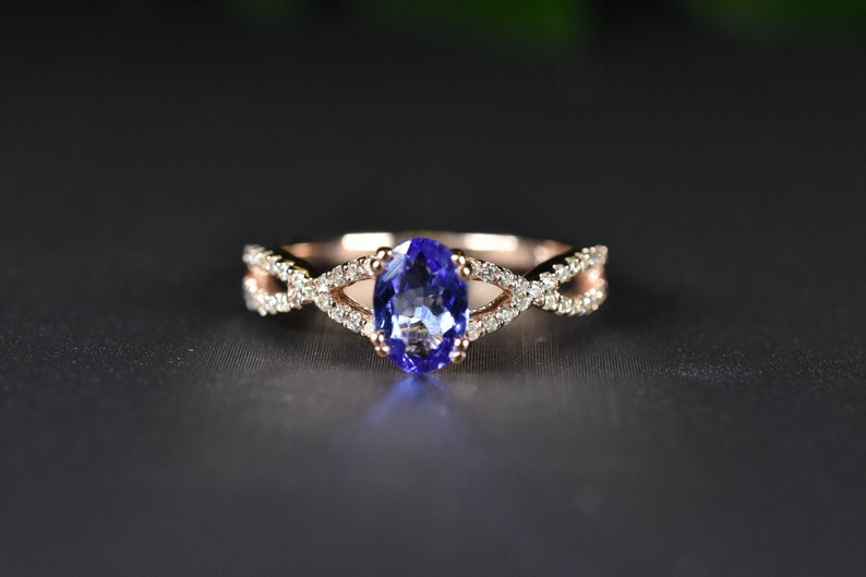 DAINTY TANZANITE RING. Tanzanite Diamond ring, Birthday gift, December Birthstone Ring, Tanzanite Engagement Ring, Anniversary gift for her image 1