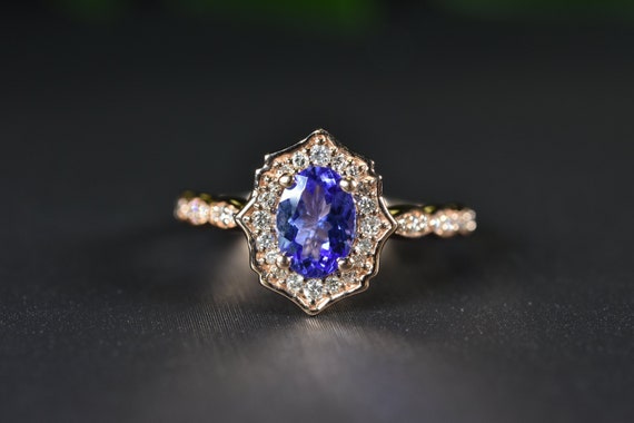 Vintage Tanzanite Ring Sterling Silver Ring Oval Tanzanite Engagement Ring  Promise Ring December Birthstone Anniversary Gift - Etsy