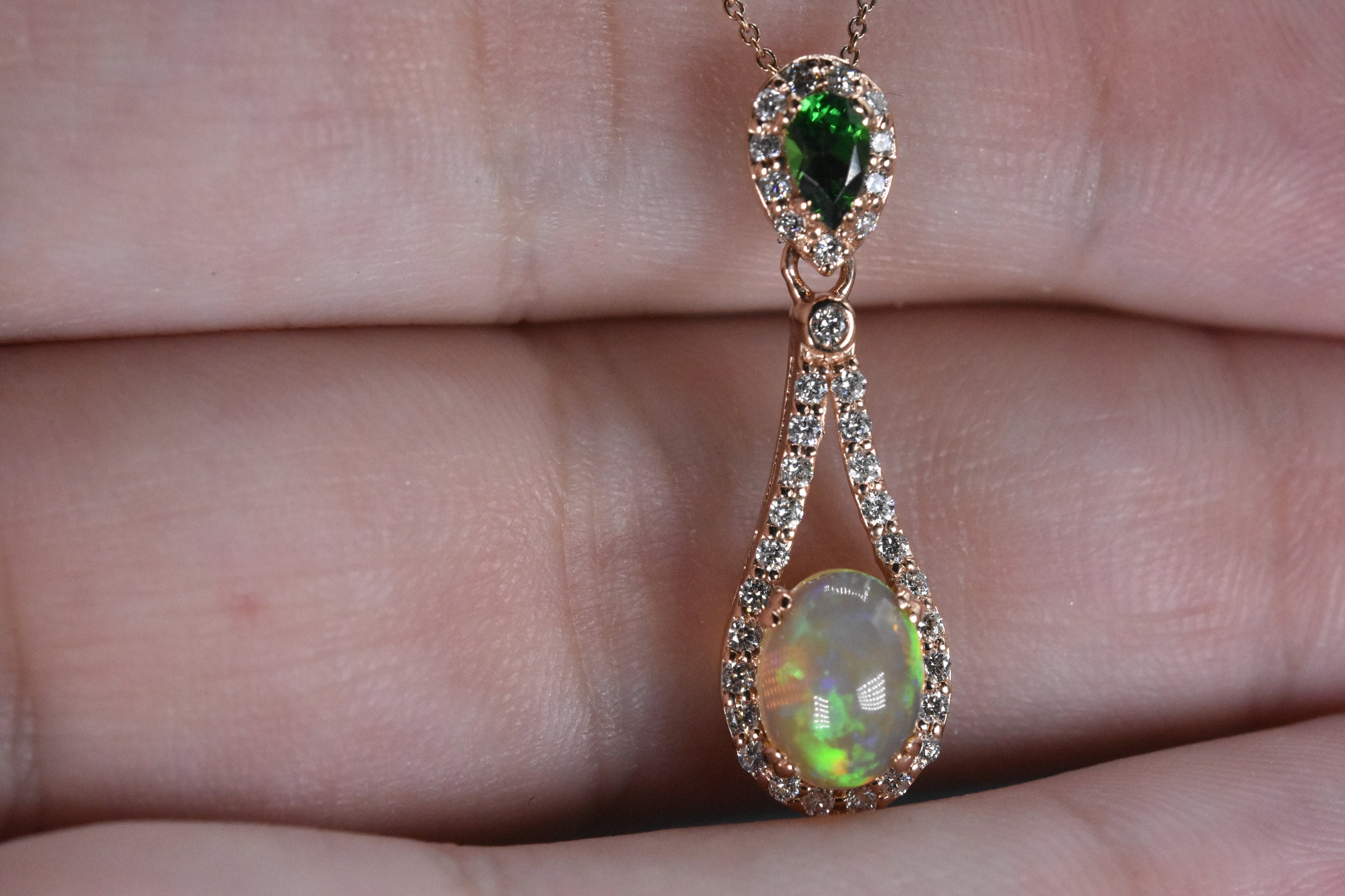 OPAL DIAMOND Necklace in 14kt Solid Gold Jewelry Gift Etsy Sweden