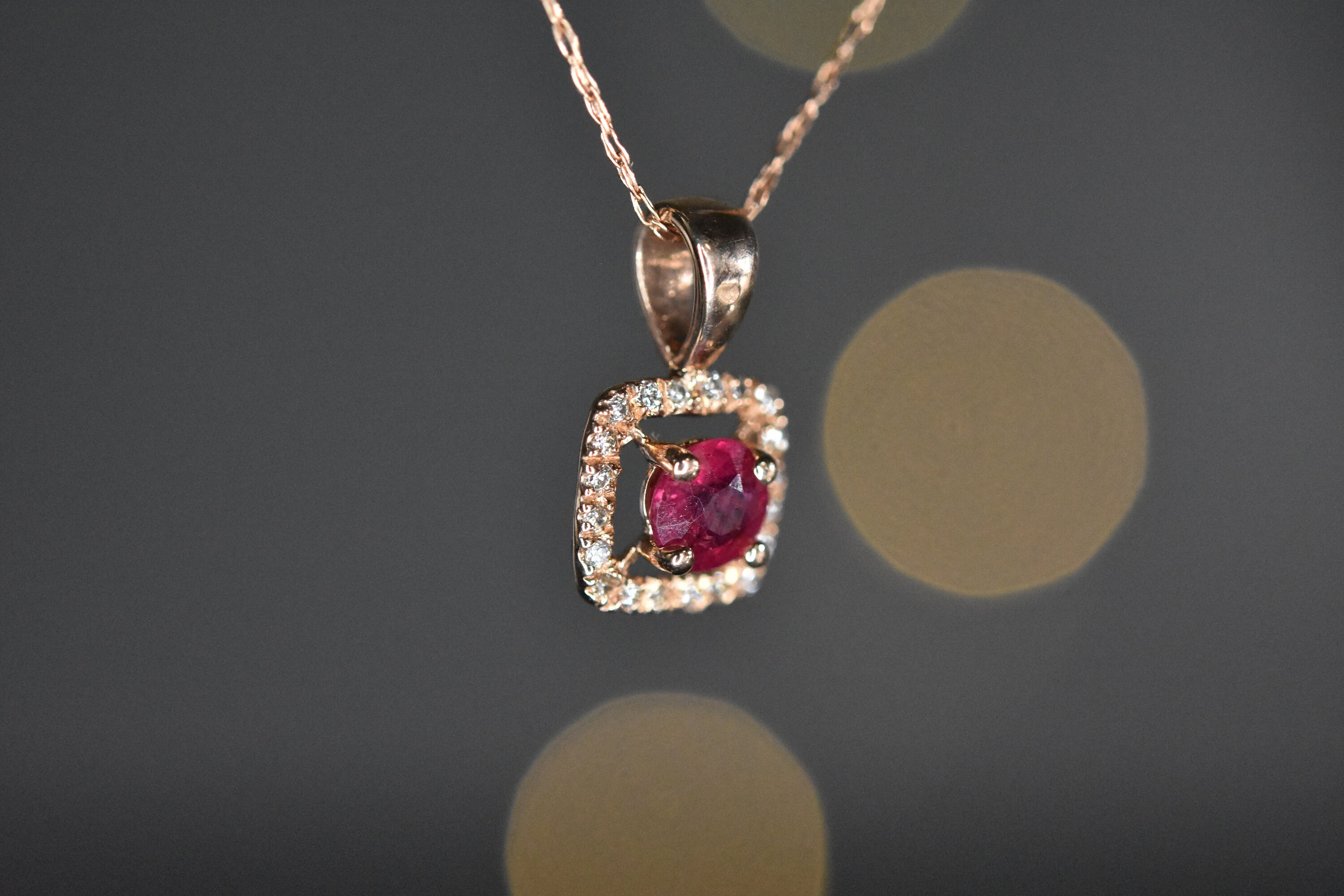 Natural Ruby and Diamond Pendant in 14k Gold | Solid 14k Gold | Fine ...