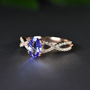 DAINTY TANZANITE RING. Tanzanite Diamond ring, Birthday gift, December Birthstone Ring, Tanzanite Engagement Ring, Anniversary gift for her image 2