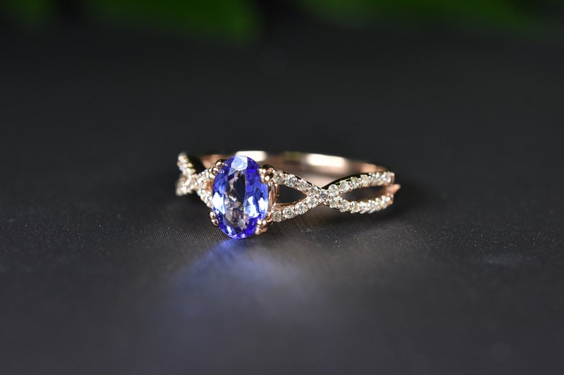 DAINTY TANZANITE RING. Tanzanite Diamond ring, Birthday gift, December Birthstone Ring, Tanzanite Engagement Ring, Anniversary gift for her image 2