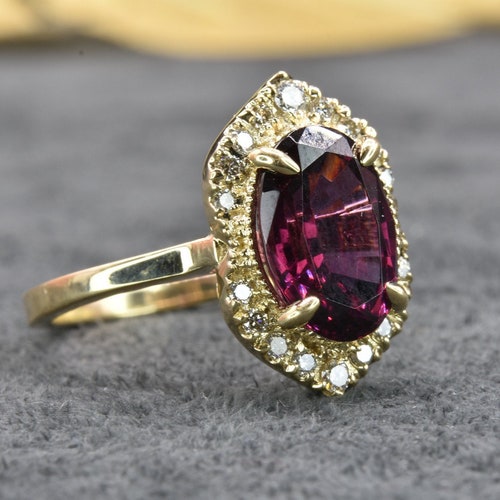 RHODOLITE GARNET Ring in 14k Solid Gold Garnet Gold Ring - Etsy