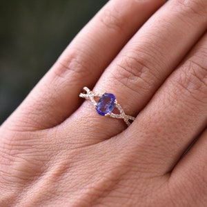 DAINTY TANZANITE RING. Tanzanite Diamond ring, Birthday gift, December Birthstone Ring, Tanzanite Engagement Ring, Anniversary gift for her image 3