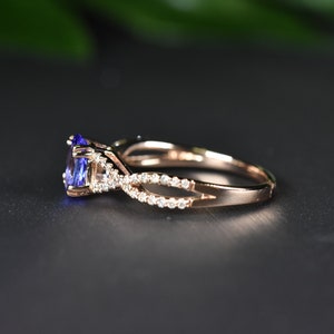 DAINTY TANZANITE RING. Tanzanite Diamond ring, Birthday gift, December Birthstone Ring, Tanzanite Engagement Ring, Anniversary gift for her image 5