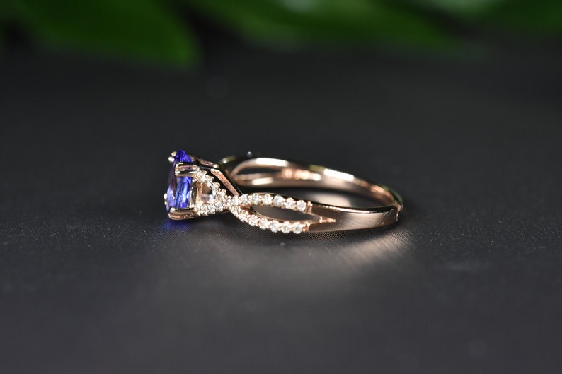 DAINTY TANZANITE RING. Tanzanite Diamond ring, Birthday gift, December Birthstone Ring, Tanzanite Engagement Ring, Anniversary gift for her image 5