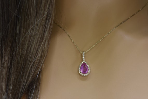 Buy PINK SAPPHIRE DIAMOND Necklace Pink Sapphire Pendant Gold Online in  India 