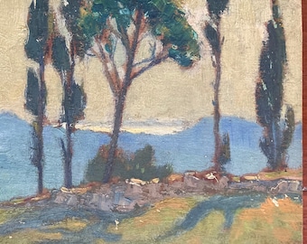 François Omer. Öl auf Malplatte. Zwei provenzalische Landschaften.