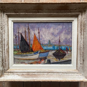Vintage oil on board in period wooden frame. Signed.