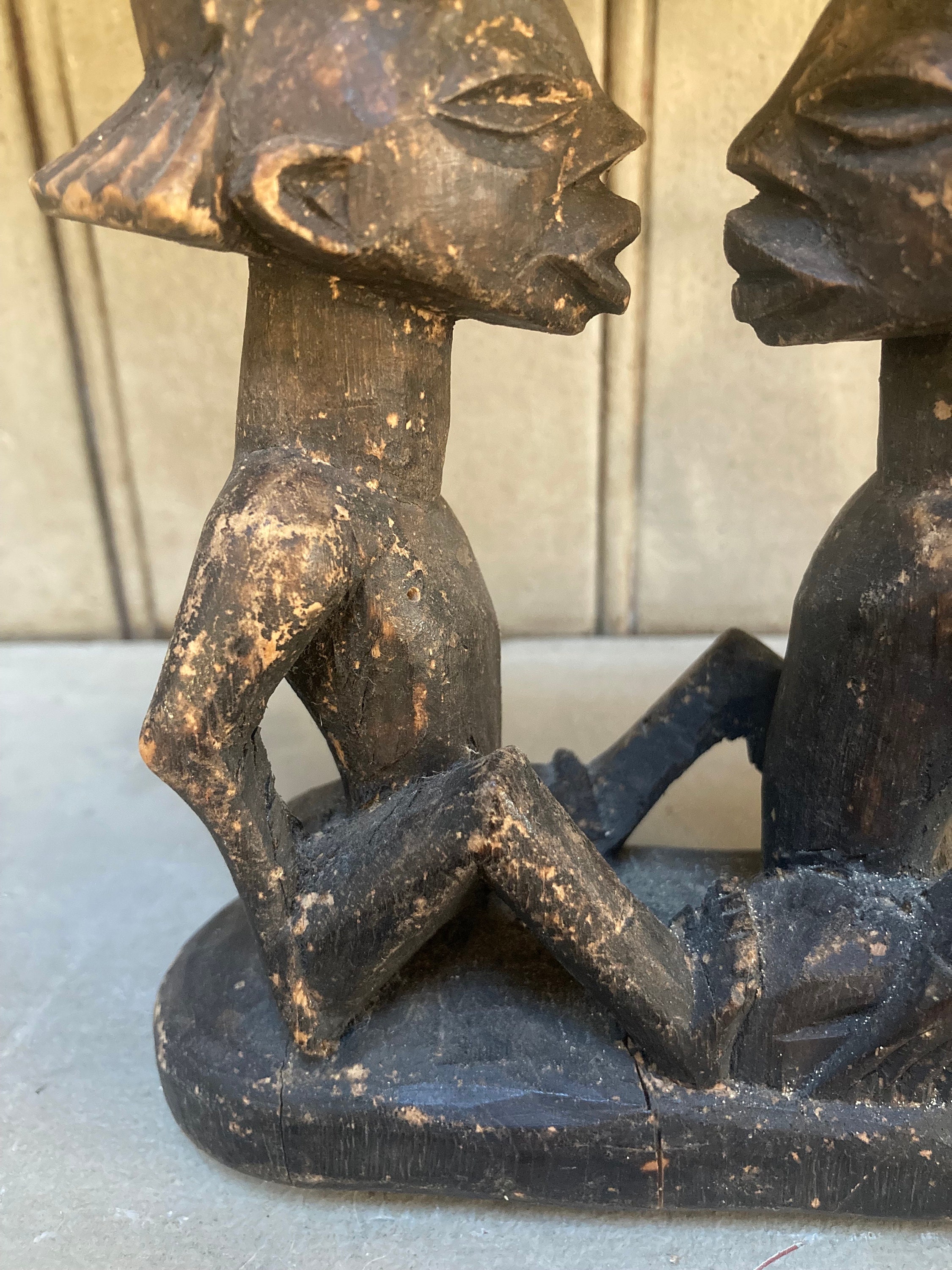 Reposacabezas Decorativo Luba Africano - Figura De Pareja Abrazada, Réplica En Resina, Arte étnico Para Decoración
