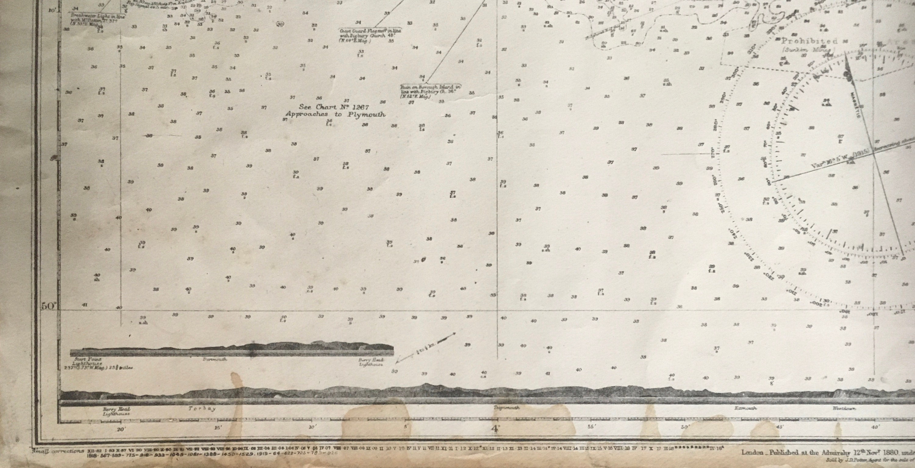 Carta antigua del Mar del Almirantazgo Británico Etsy España