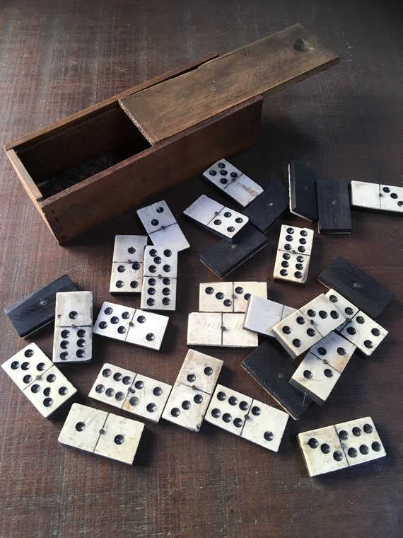 Juego de dominó antiguo hecho a mano Etsy España