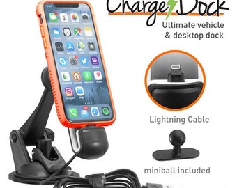 ChargeDock MFI Lightning Magnetic Vehicle/Desktop mount. Works with all phone and cases (iPhone X, iPhone 8/8 plus/7/7 plus/6/5)