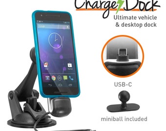 ChargeDock USB-C Magnetic Vehicle and Desktop mount Works with all USB-C phones, Samsung Galaxy S8/S9 Note 8/ Note 9