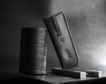 Leather Butterfly Knife Sheath: Handmade Balisong Pocket Slip with Deep Carry Titanium Clip