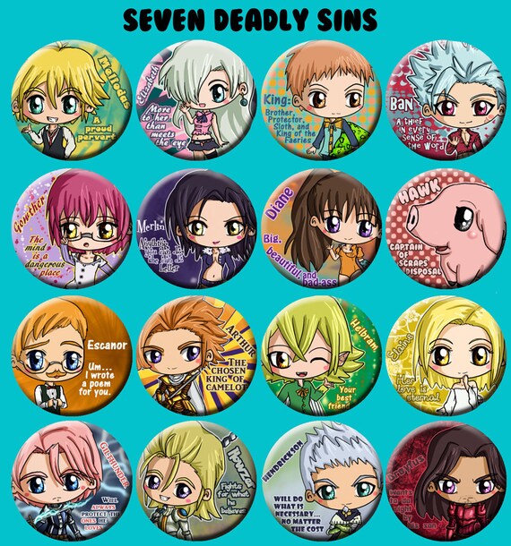 seven deadly sins buttons