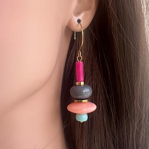 Statement earrings contemporary Earrings Geometric Earrings vintage bead Earrings modern earrings light weight earrings retro style earrings