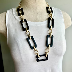 Chunky Chain Necklace, Black Statement Necklace, Acrylic link Necklace, Long Chain Necklace, Thick chain Necklace, Acrylic Chain necklace