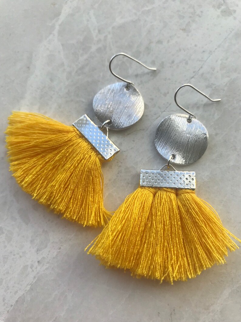 Mustard Yellow Tassel Earrings Tassel Earrings Indian Yellow Etsy