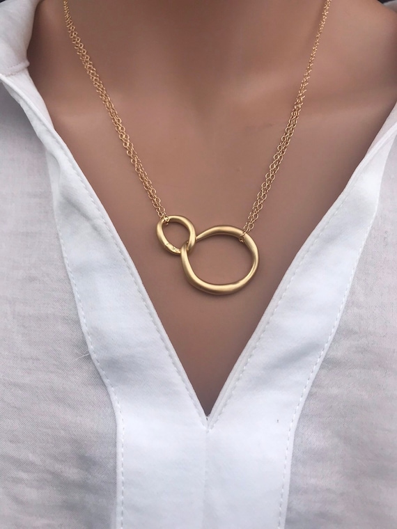 Double Circle Interlocking Infinity Necklace Rose Gold Dainty NecklaceEveryday NecklaceSimple Minimal Design