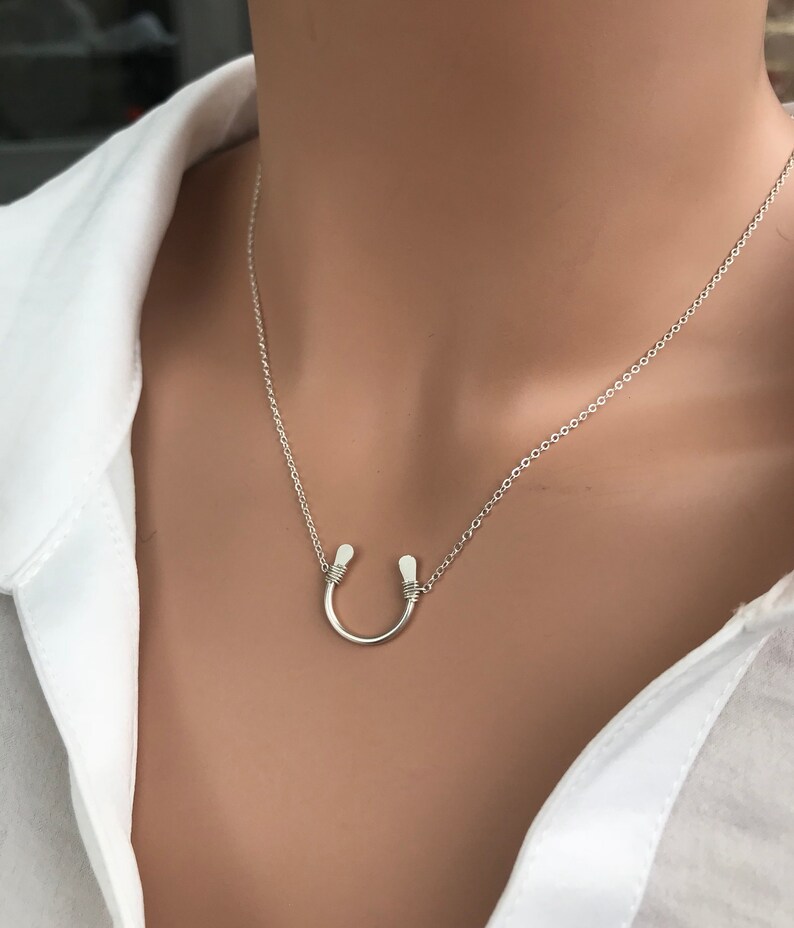 Sterling Silver Horseshoe Necklace Small Handmade Horseshoe Etsy