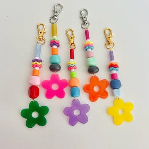 Colorful Beaded Bag Charm flower zipper charm purse accessory purse charm keychain spring summer accessories