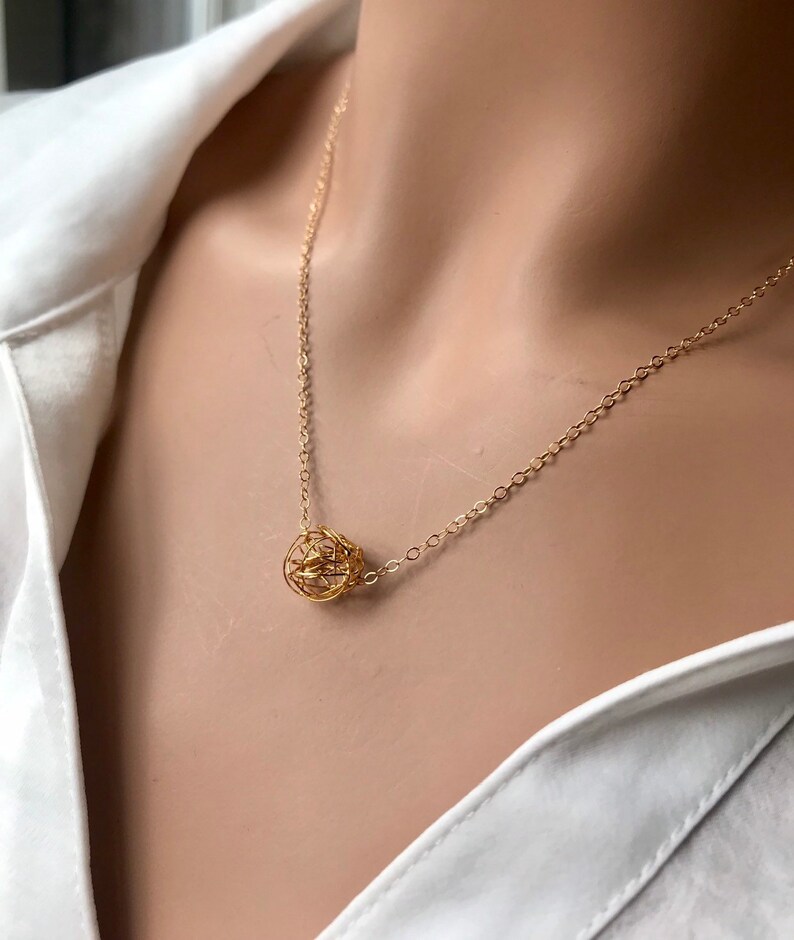 Wire Ball Necklace Tangled Wire Necklace 14k Gold Filled Etsy