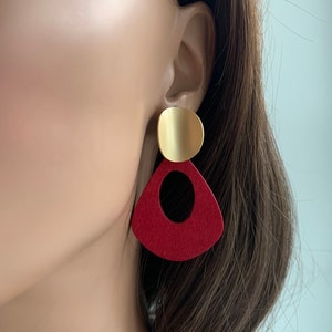 Pendientes llamativos, pendientes de madera, pendientes contemporáneos, pendientes geométricos, pendientes minimalistas, pendientes colgantes grandes, pendientes colgantes de madera,