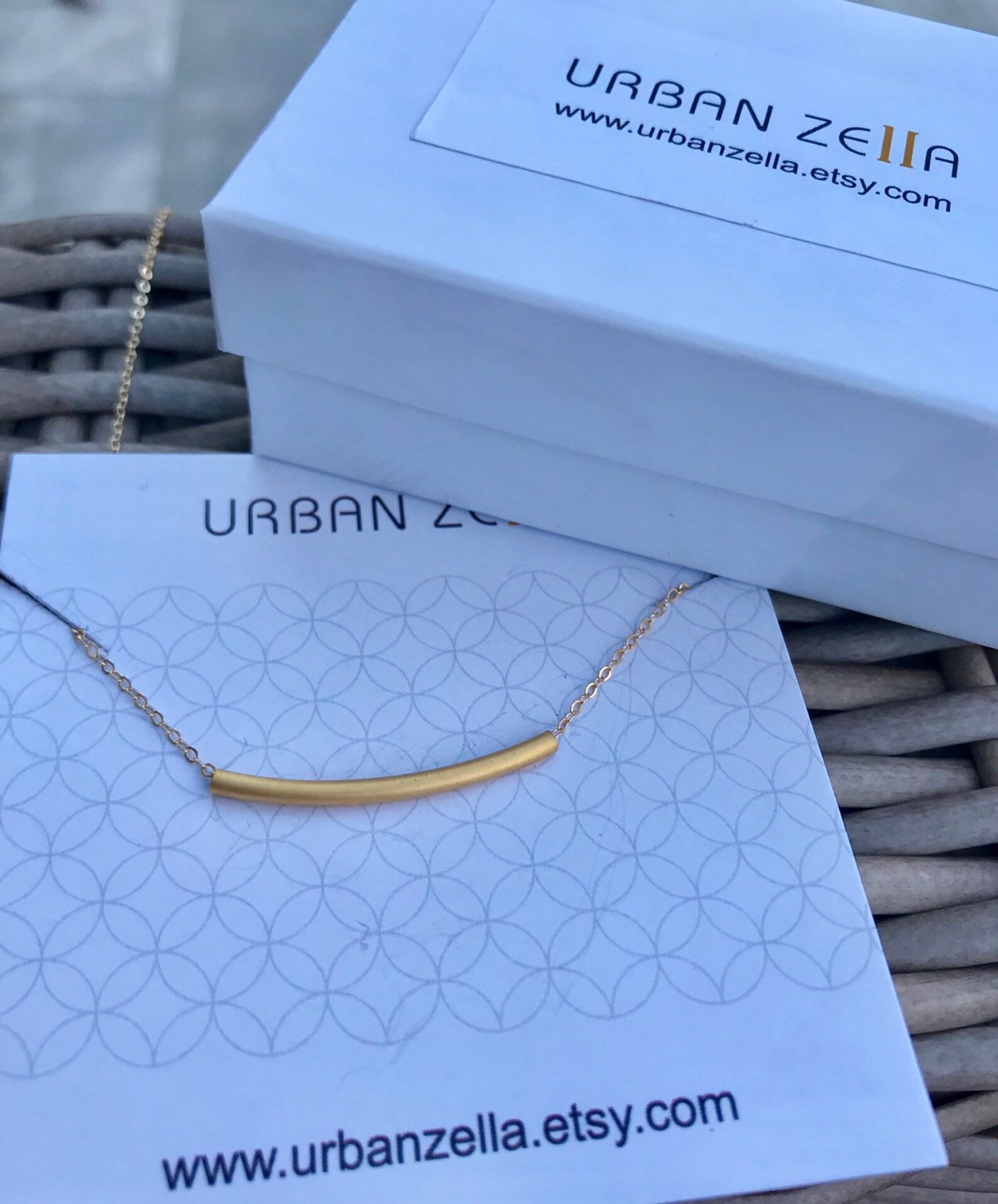 14k Gold Filled Curved Tube Bar Necklace Simple Layering Etsy