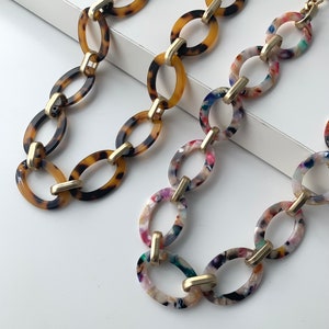 Chunky Chain Necklace Rainbow Acrylic Necklace Tortoise - Etsy