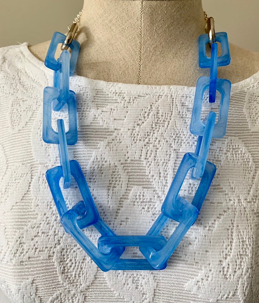 Tortoise Shell Necklace Chunky Link Necklace Acetate link Etsy