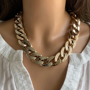 Chunky Chain Necklace, Copper Chain Necklace, Acrylic Link Necklace, Acrylic Chain Necklace, Statement Necklace, Gold link Necklace