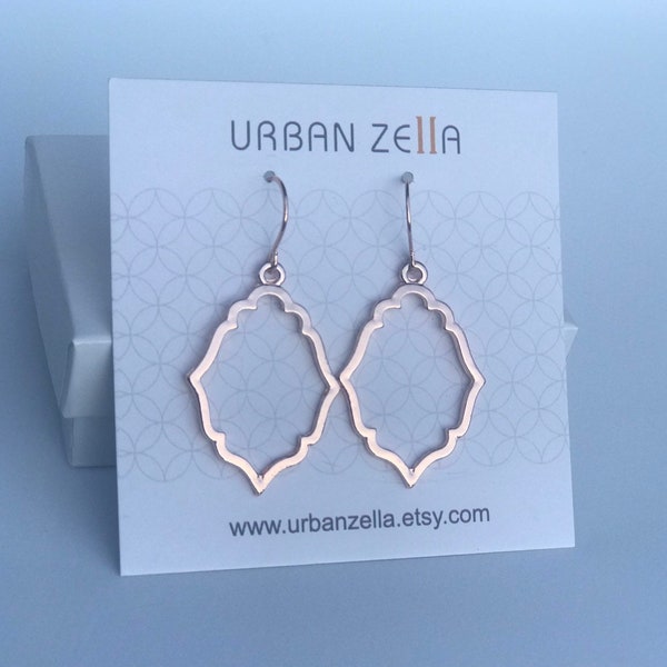 SALE - Moroccan-shaped drop Earrings- Moroccan style earrings- Moroccan Inspired Rose Gold earrings- Minimalist earrings