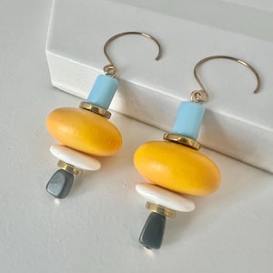 Black Gold earrings contemporary Earrings Geometric Earrings Statement Earrings modern earrings light weight earrings retro style earrings