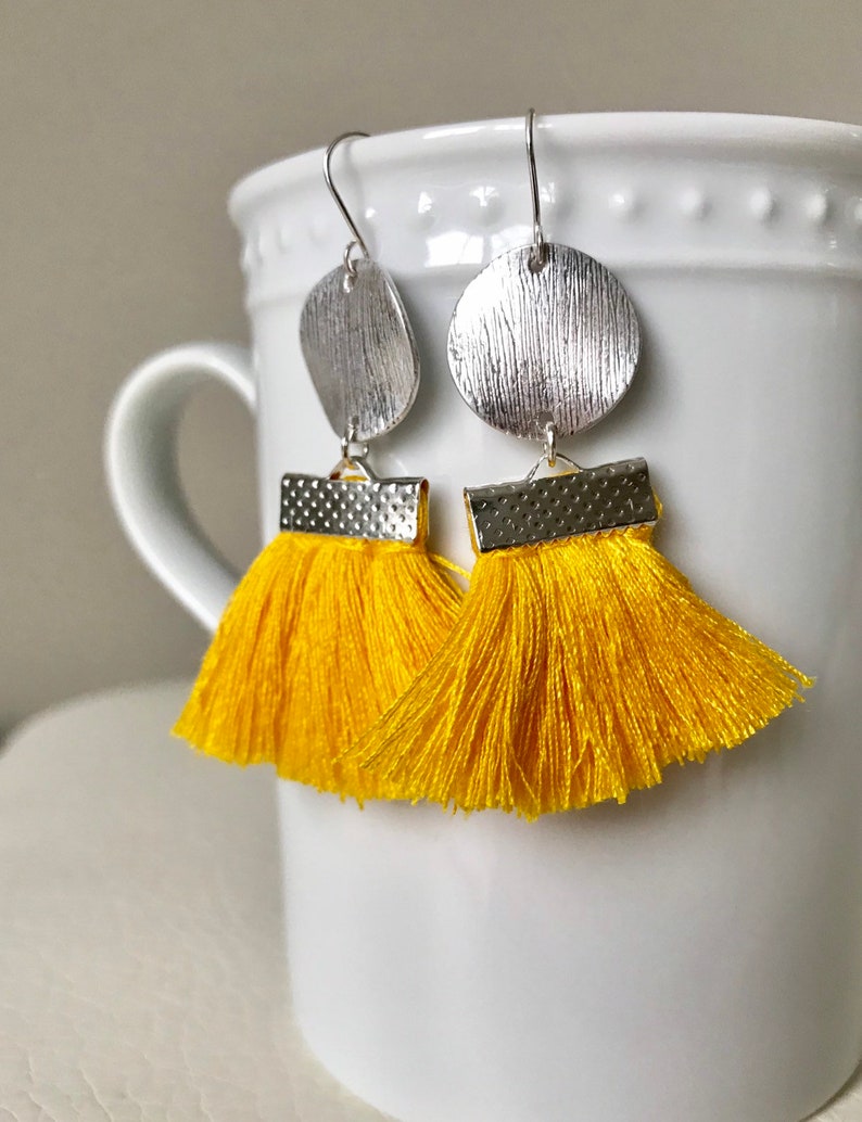 Mustard Yellow Tassel Earrings Tassel Earrings Indian Yellow Etsy