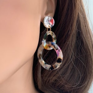 Acetate Hoop Earrings, Statement Earrings, Interlocking Hoop Earrings, Acrylic Earrings, Geometric earrings, Resin earrings, circle earrings