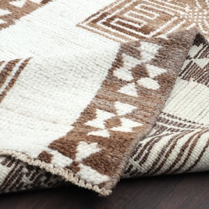 2x13 Turkish Runner, Brown White, Neutral Runner, Oushak Runner, 2x13 Runner Rug, Long Runner, Halway Runner, Wool Runner, 2.7x13.5 feet