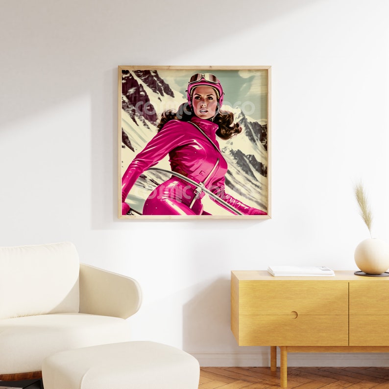 Retro Ski Wall Art digital Download Etsy