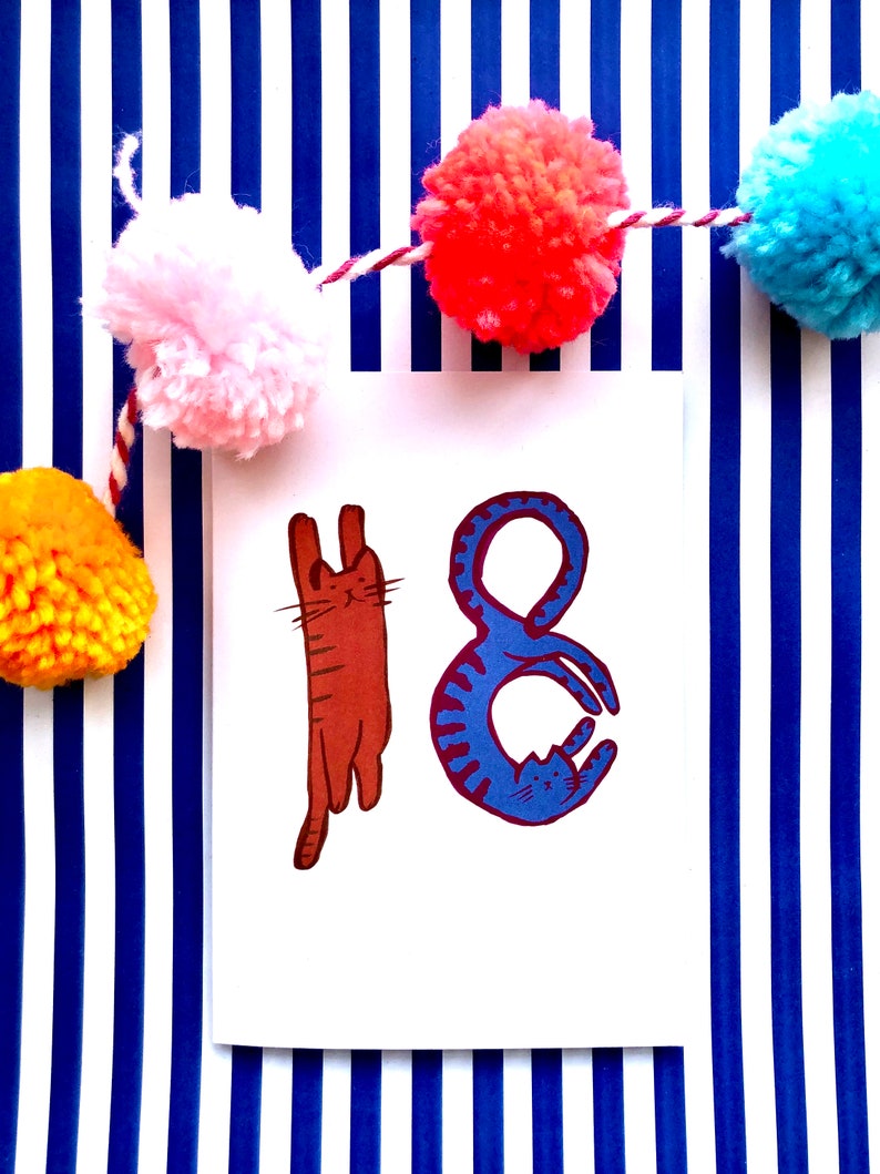 Cat Birthday Card 18th Birthday - Etsy UK