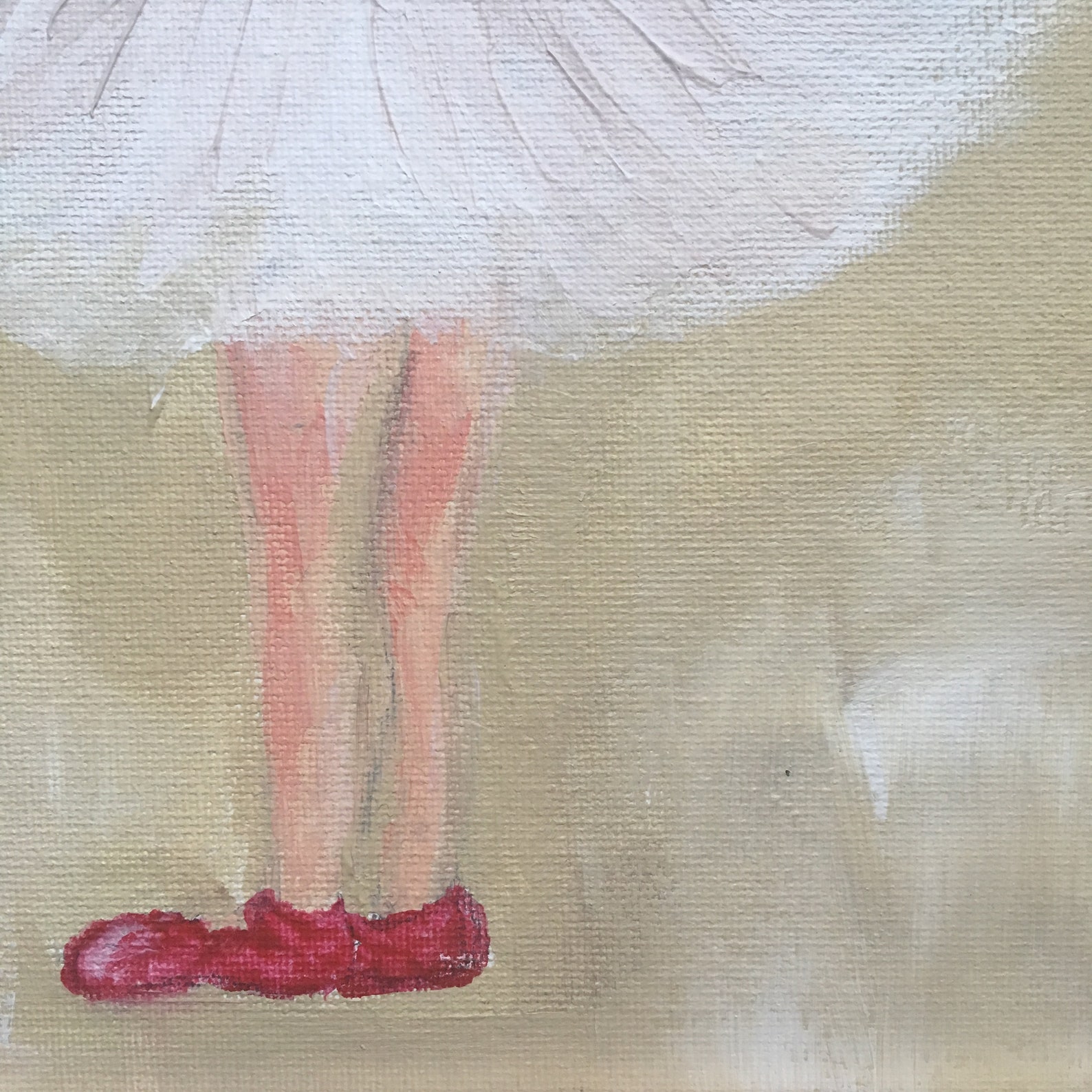 junior ballet dancer in her red ballet shoes an original acrylic on a 12