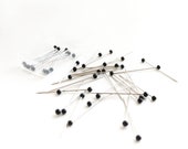 50pcs-quality sewing pins glass head head pin black stainless steel for needle beading pearl needle for teddy bear making position eyes