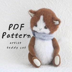 teddy cat sewing pattern artist teddy kitty PDF pattern cat plush plushie sewing pattern