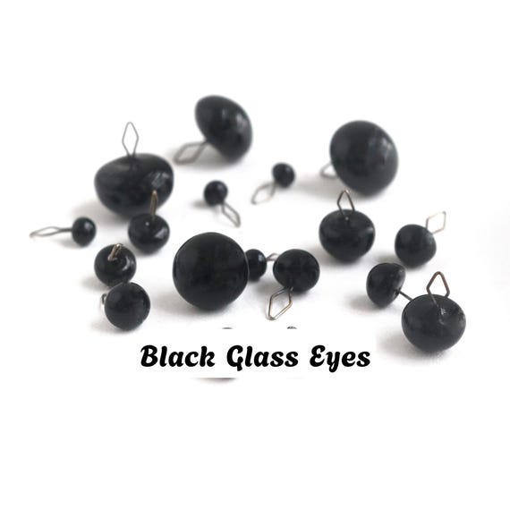 5pairs Black Glass Eyes on Loop Mohair Teddy Bear Crochet Animals Glass Eyes with Wire 3mm 4mm 5mm 6mm 8mm 10mm 12mm 14mm