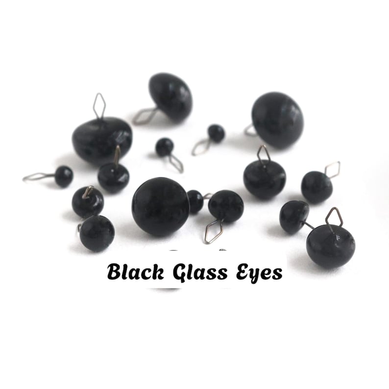 5pairs Black Glass Eyes on Loop Mohair Teddy Bear Crochet Animals Glass Eyes with Wire 3mm 4mm 5mm 6mm 8mm 10mm 12mm 14mm image 1