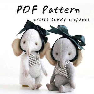 Teddy elephant sewing pattern PDF elephant plush toy sewing pattern Stuffed elephant sewing pattern Stuff animals sewing pattern