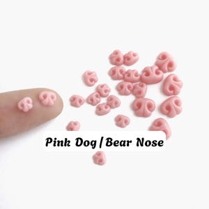5pcs Tiny Pink Dog Bear Nose for Craft, Felted Animals, Teddy Bear, 5mm 6mm 8mm