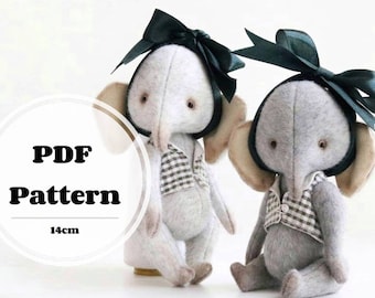 Pattern-teddy elephant sewing pattern PDF elephant plush toy sewing instant download plushie doll stuffed animal sewing pattern