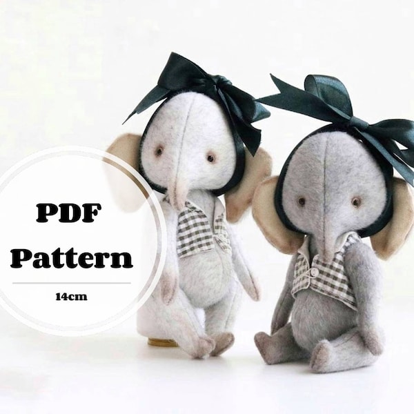 Pattern-Teddy Elefant Schnittmuster PDF Elefant Plüschtier Nähen Sofort-Download Plüschtier Puppe Stofftier Schnittmuster