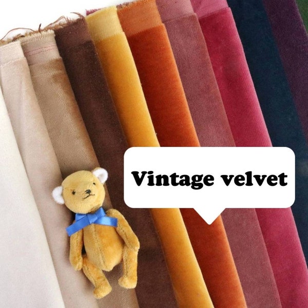 vintage teddy bear velvet fabric atique cotton velvet mini bear fabric miniature bear making supplies vintage velvet fabric A11